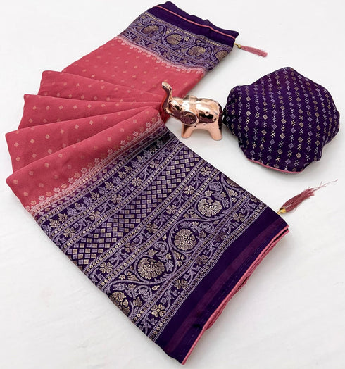 Vasthrlay Georgette Contrast Darkblue