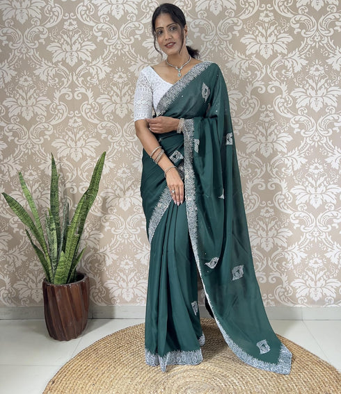 Vasthrlay Georgette Embellishments Embroidered Traditional