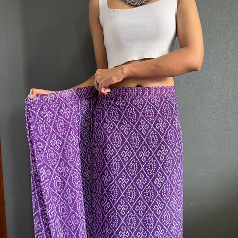 Vasthrlay Purple Georgette Printed Unstitched Saree
