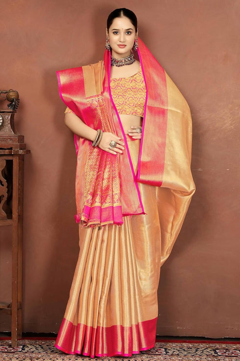Vsathrlay Gold Kanjivaram Banarasi Festival Ethnic Wear