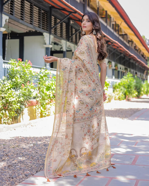 Vasthrlay Handloom Cotton Tassels Saree