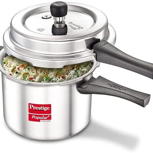 Prestige Popular Svachh Kitchen Starter Combi Pack 5 L 3 L Outer Lid Induction Bottom Pressure Cooker Combo