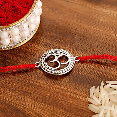 Giva 925 Silver Beaded Om Rakhi