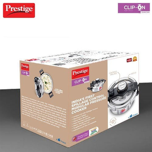 Prestige Clip-on Mini Svachh Stainless Steel Spillage Control Pressure Cooker Silver 2 L