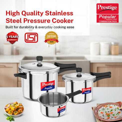 Prestige Stainless Steel Pressure Cooker 4.5 L Combo