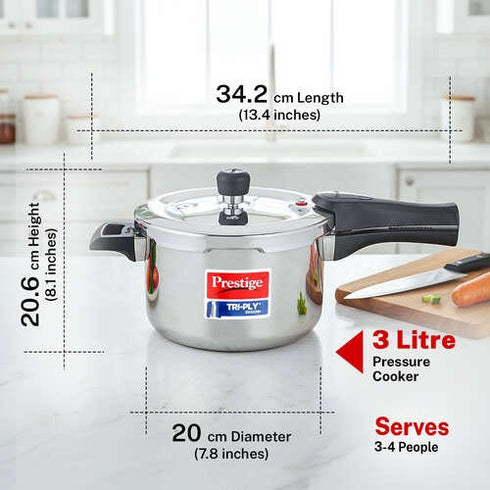 Prestige 3 Litre Triply Svachh Outer Lid Pressure Cooker 3 L