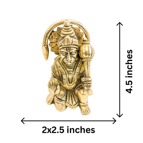 Brass Hanuman Ji Idol in Sitting Posture 483g