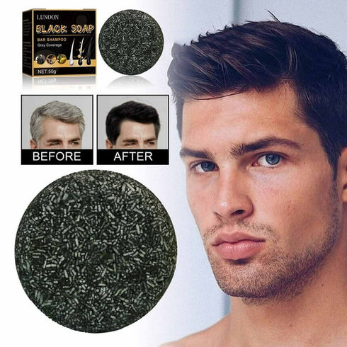 Shield Cosmetics Black Soap Bar for Gray Hair Coverage