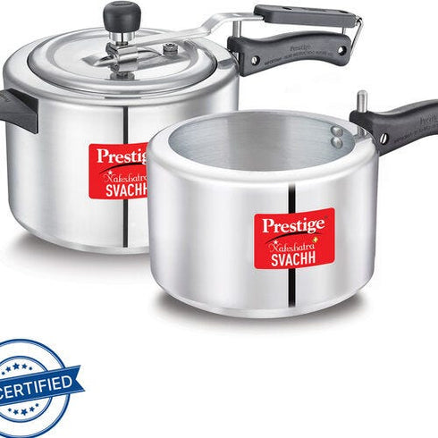 Prestige Svachh Nakshatra Plus 5 L 3 L Inner Lid Induction Bottom Pressure Cooker