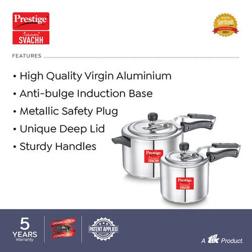 Prestige Svachh Nakshatra Plus Aluminium Pressure Cooker 5 L Combo