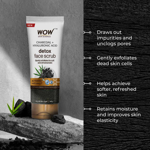 WoW Charcoal & Hyaluronic Acid Detox Face Scrub