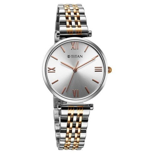 Titan Workmode Quartz Analog Silver Dial Metal Strap watch For Women
