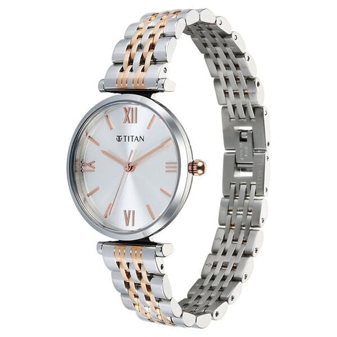 Titan Workmode Quartz Analog Silver Dial Metal Strap watch For Women