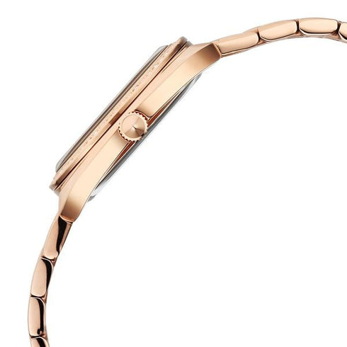 Titan Glamour Quartz Analog Blue Dial Rose Gold Stainless Steel Strap Watch For Women