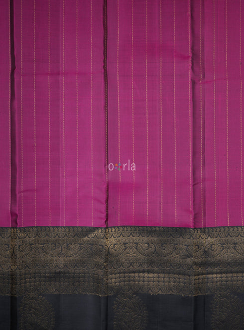 Prakruthi Ezhil Golden Dance & Violet Turning Handloom Soft Silk Saree