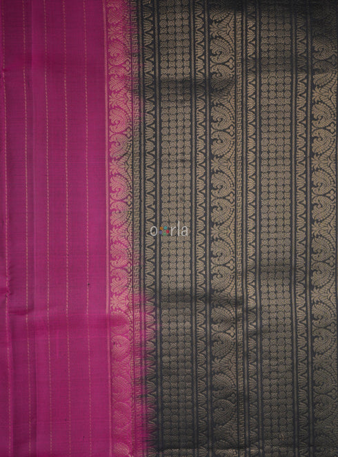Prakruthi Ezhil Golden Dance & Violet Turning Handloom Soft Silk Saree