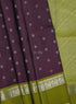 Prakruthi Mughizh Grape & Tea Green Kanchi Border Handloom Soft Silk Saree