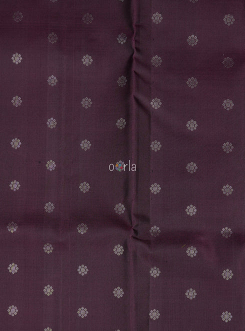 Prakruthi Mughizh Grape & Tea Green Kanchi Border Handloom Soft Silk Saree