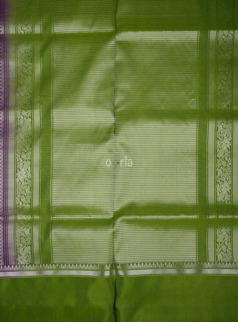 Prakruthi Mughizh Grape & Valley Green Kanchi Border Handloom Soft Silk Saree