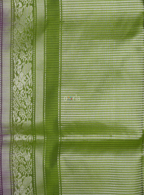 Prakruthi Mughizh Grape & Valley Green Kanchi Border Handloom Soft Silk Saree