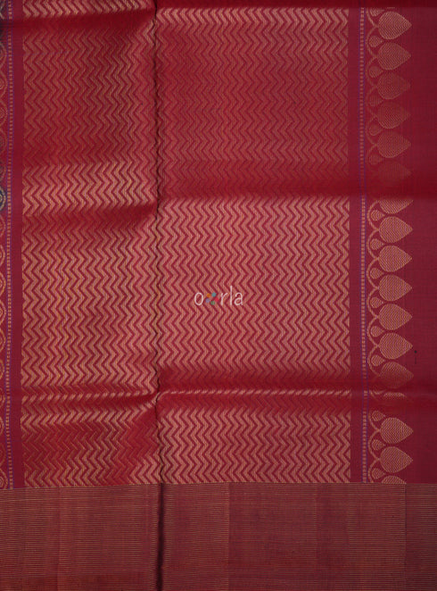 Prakruthi Ezhil Royal Blue & Maroon Long Border Handloom Soft Silk Saree