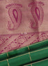 Prakruthi Mughizh Forest Green & Violet Kanchi Border Handloom Soft Silk Saree