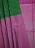 Prakruthi Mughizh Forest Green & Purple Check Handloom Soft Silk Saree
