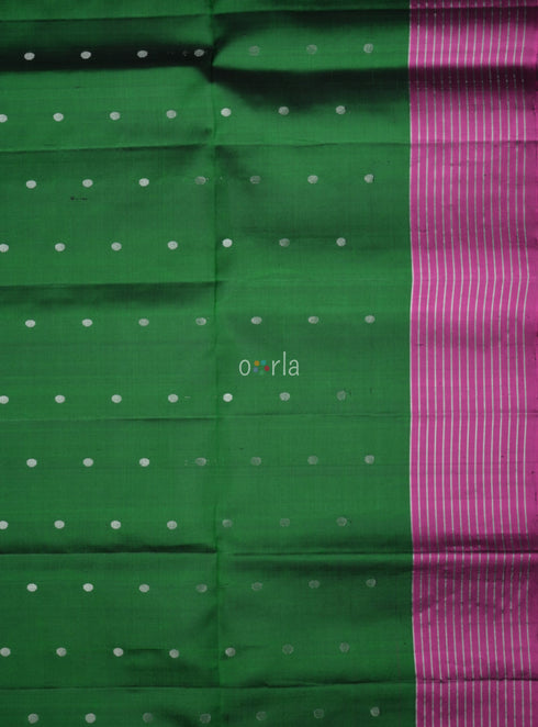 Prakruthi Mughizh Forest Green & Purple Check Handloom Soft Silk Saree