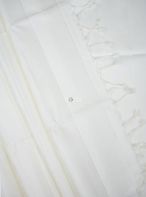 Prakruthi Swarnam Heaven White Fancy Handloom Soft Silk Saree