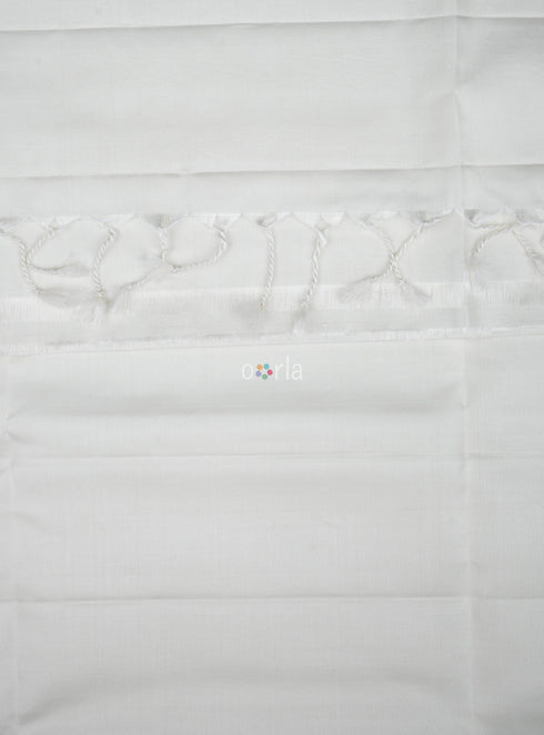 Prakruthi Swarnam Heaven White Fancy Handloom Soft Silk Saree