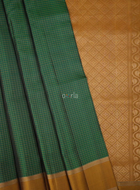 Prakruthi Vivaha Antique bronze & Blue Vaira Oosi Handloom Soft Silk Saree