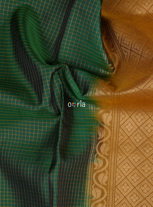 Prakruthi Vivaha Antique bronze & Blue Vaira Oosi Handloom Soft Silk Saree