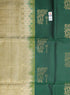 Prakruthi Mughizh Forest Green With Cream Half Fine Jari Fancy Borders Handloom Soft Silk Saree