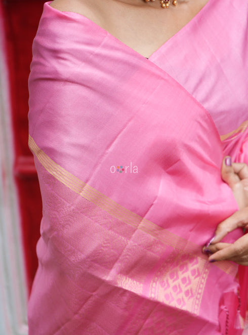 Prakruthi Swarnam Baby Pink Fancy Handloom Soft Silk Saree