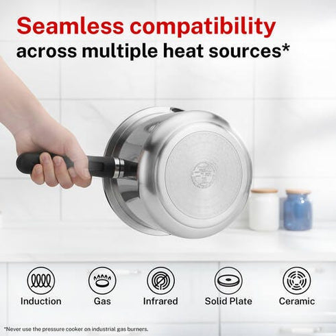 Prestige Svachh Aluminium Anti Bulge Gas And Induction Compatible Pressure Cooker 7.5 L Silver