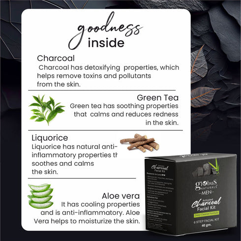 Globus Naturals Anti-Pollution Charcoal Men 6 Step Facial Kit