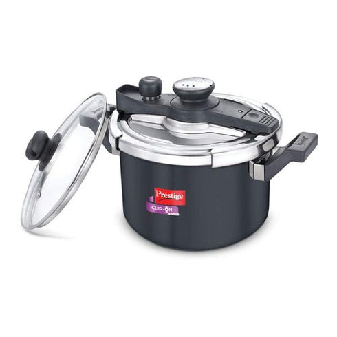 Prestige Clip-on Svachh Hard Anodised Spillage Control Pressure Cooker 5 L Black