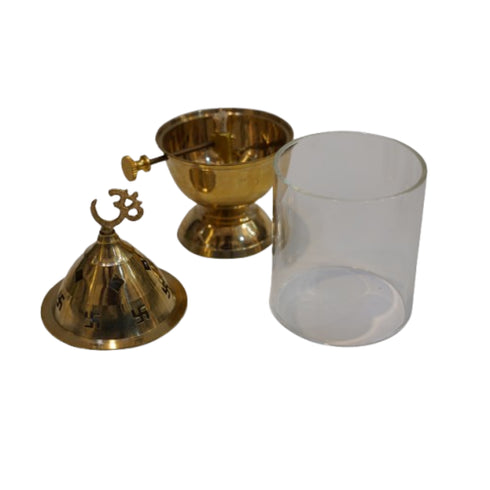 Glass Cover Brass Diya 174g