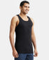 Jockey Super Combed Cotton Rib Round Neck with Racerback Gym Vest | Black