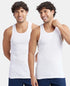 Jockey Super Combed Cotton Rib Round Neck with Racerback Gym Vest | White | Pack of 2