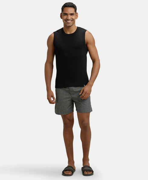 Jockey Super Combed Cotton Rib Solid Round Neck Muscle Vest | Black