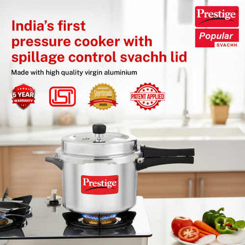 Prestige 5 Litre Aluminium Popular Svachh Outer Lid Pressure Cooker 5 L