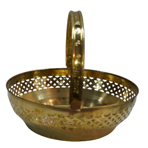 Brass Engraved Pooja Basket