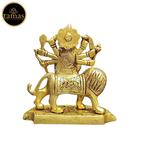 Tamas Brass Durga Mata with Lion Statue/Idol