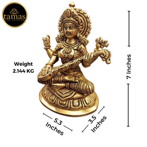 Tamas Brass Saraswati Statue | Free Luxury Gift box