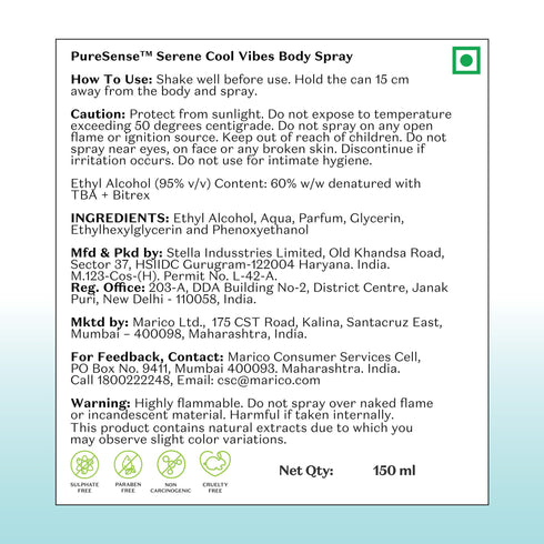 PureSense Serene Cool Vibes Body Spray & Desire Madagascar Vanilla Body Spray Combo