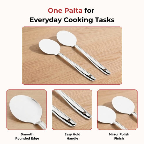 Vinod Stainless Steel Paratha Palta Turner Spatula Set of 2 31 cm Highest Grade Stainless Steel Rust Free Dishwasher Safe No 1