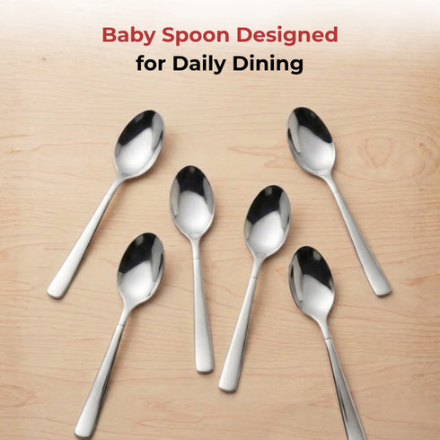 Vinod Aero Stainless Steel Baby Spoon Set of 12 Piece Heavy Gauge Steel Mirror Finish Rust Free Tough Strong and Durable
