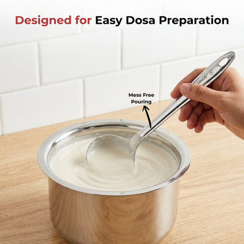 Vinod Stainless Steel Dosa Making Spoon Ladle Set of 2 Highest Grade Stainless Steel Rust Free Dishwasher Safe
