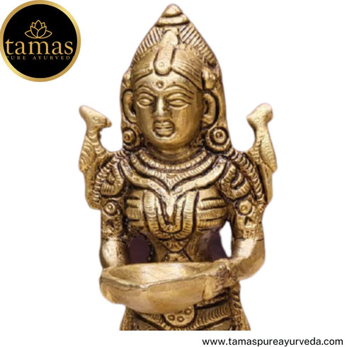 Tamas Brass Handcrafted Pavai Lamp with Antique Finish